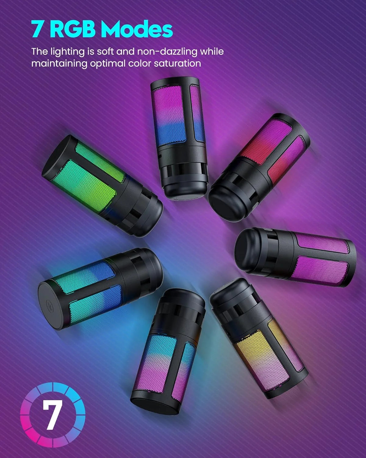 ME6S Gaming USB Microphone, Controllable RGB Lighting, With Cantilever Bracket, for Game Live Streaming and Audio Recording