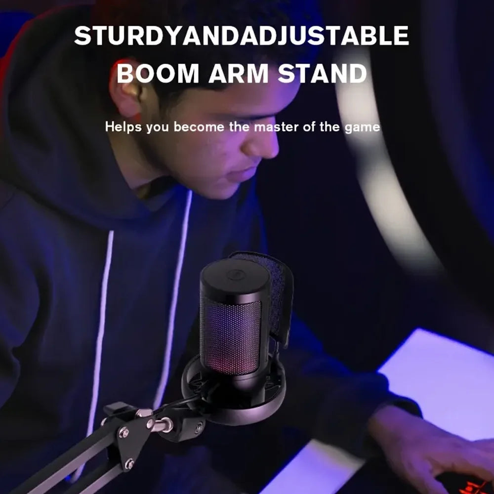 ME6S Gaming USB Microphone, Controllable RGB Lighting, With Cantilever Bracket, for Game Live Streaming and Audio Recording